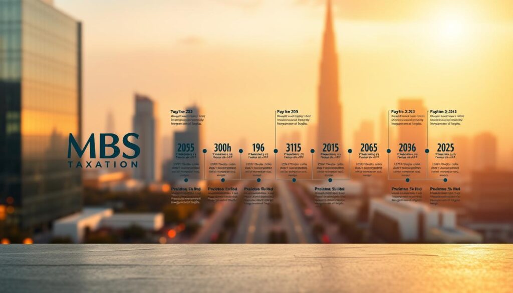 A detailed timeline showcasing the implementation of Pakistan's new tax laws in 2025. The foreground depicts the MBS Taxation logo, representing the influential accounting firm leading the charge. In the middle ground, a series of milestones and key dates are illustrated, conveying a sense of organization and structure. The background features a vibrant, modern cityscape, hinting at the broader economic implications of these legislative changes. The lighting is warm and inviting, creating a sense of progress and optimism. The overall composition strikes a balance between informative and visually compelling, to effectively communicate the subject matter. A detailed timeline showcasing the implementation of Pakistan's new tax laws in 2025. The foreground depicts the MBS Taxation logo, representing the influential accounting firm leading the charge. In the middle ground, a series of milestones and key dates are illustrated, conveying a sense of organization and structure. The background features a vibrant, modern cityscape, hinting at the broader economic implications of these legislative changes. The lighting is warm and inviting, creating a sense of progress and optimism. The overall composition strikes a balance between informative and visually compelling, to effectively communicate the subject matter.