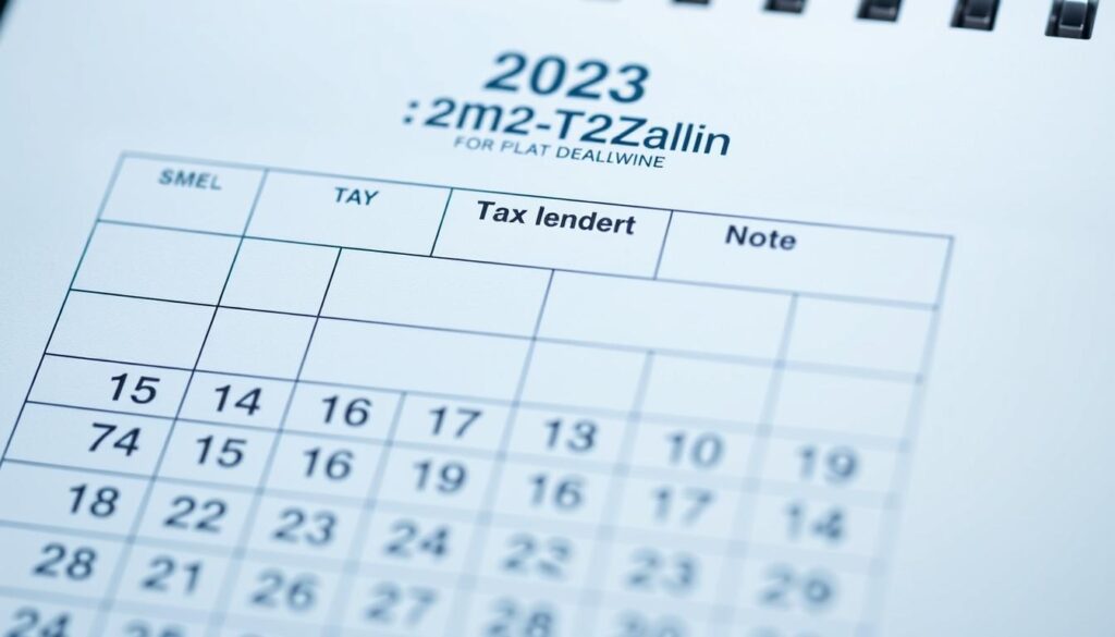 A high-quality image of a tax deadline calendar for MBS Taxation, showcasing a sleek, modern design with a focus on the key dates and deadlines for the 2023 tax season. The calendar should feature a minimalist layout, with clean lines and a neutral color palette that complements the brand. Prominently display the MBS Taxation logo in a subtle yet impactful way. Capture the sense of urgency and importance surrounding the tax filing deadline, while maintaining a professional and informative tone. Depict the calendar in a detailed, realistic manner, with a slight perspective to create depth and draw the viewer's attention to the central elements. A high-quality image of a tax deadline calendar for MBS Taxation, showcasing a sleek, modern design with a focus on the key dates and deadlines for the 2023 tax season. The calendar should feature a minimalist layout, with clean lines and a neutral color palette that complements the brand. Prominently display the MBS Taxation logo in a subtle yet impactful way. Capture the sense of urgency and importance surrounding the tax filing deadline, while maintaining a professional and informative tone. Depict the calendar in a detailed, realistic manner, with a slight perspective to create depth and draw the viewer's attention to the central elements.